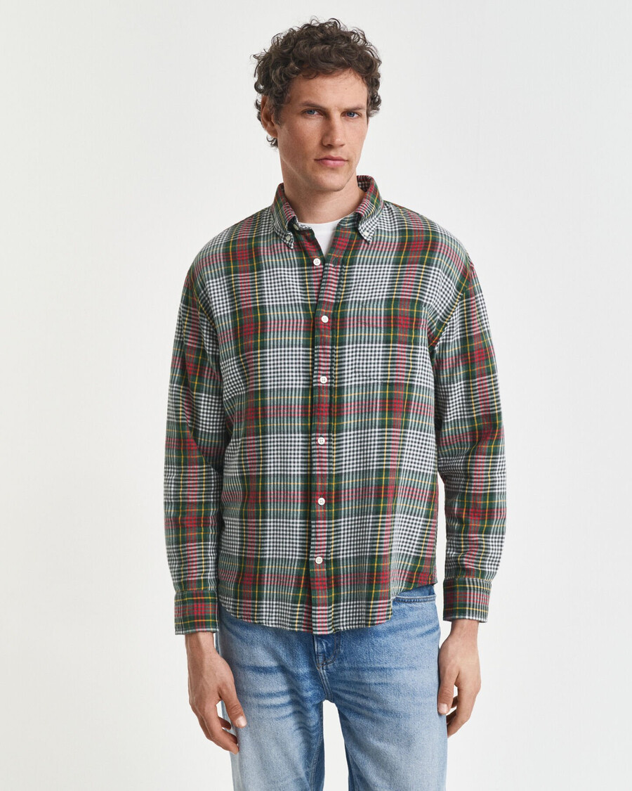 cămașă ușoară în carouri croială relaxată - verde tartan