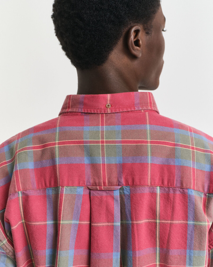 cămașă supradimensionată din twill spălat în carouri - modern rust