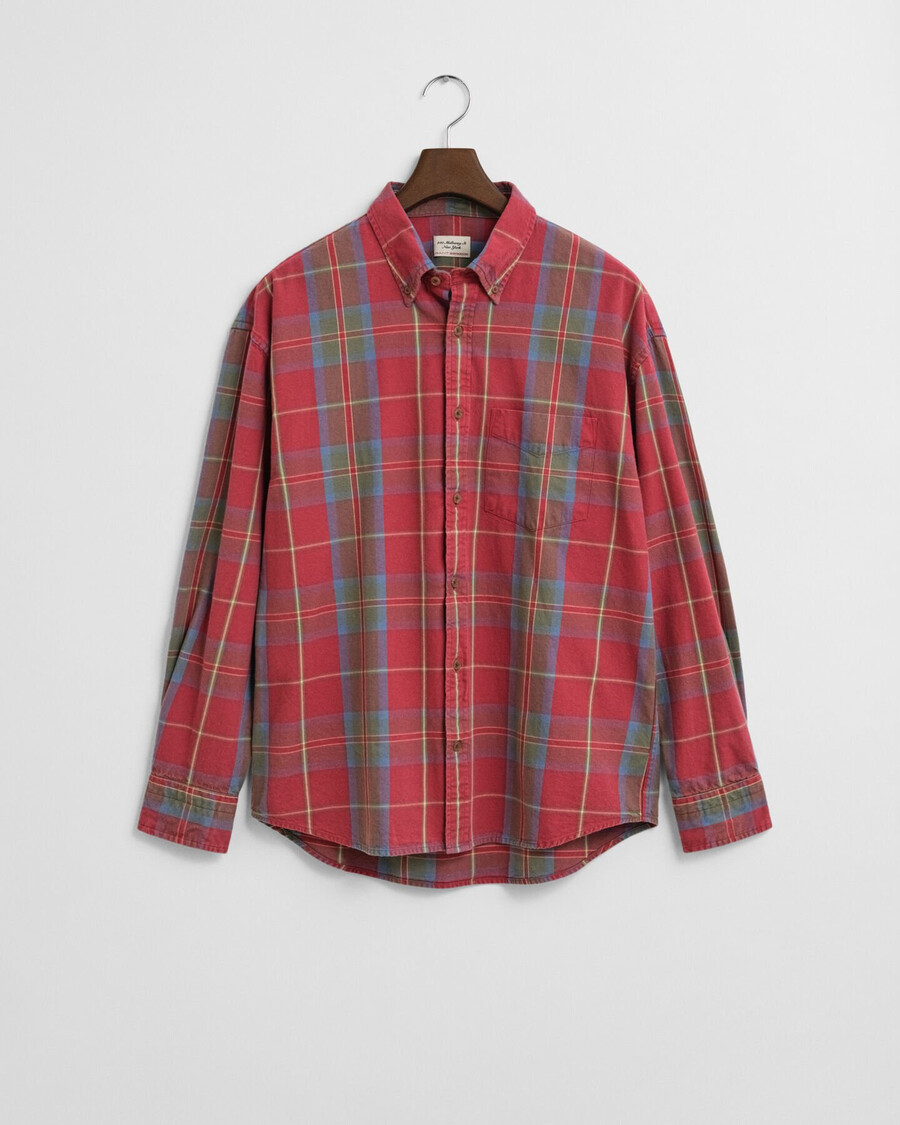 cămașă supradimensionată din twill spălat în carouri - modern rust