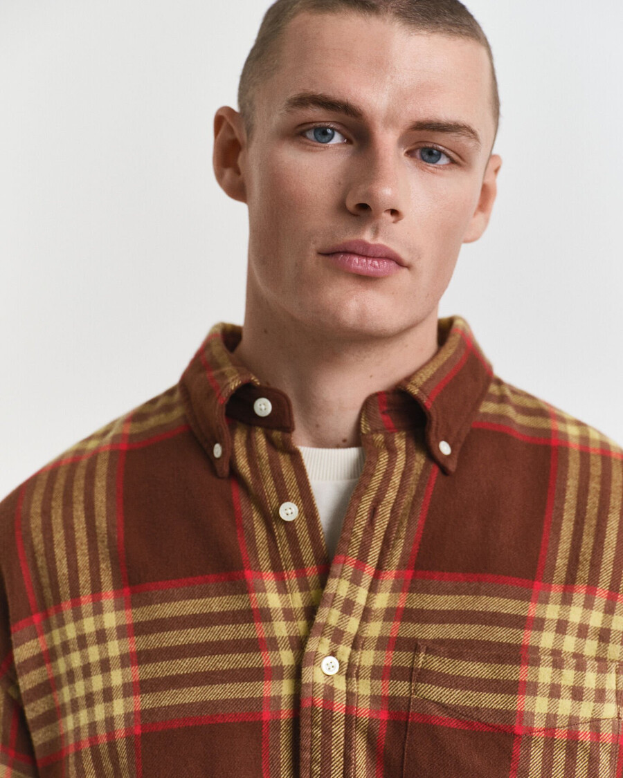 cămașă supradimensionată din flanel twill - maro mahon