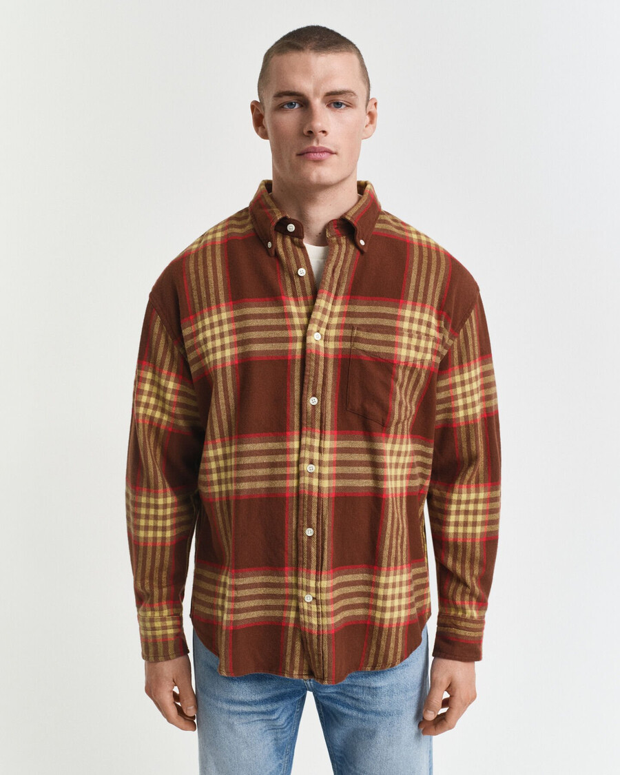 cămașă supradimensionată din flanel twill - maro mahon