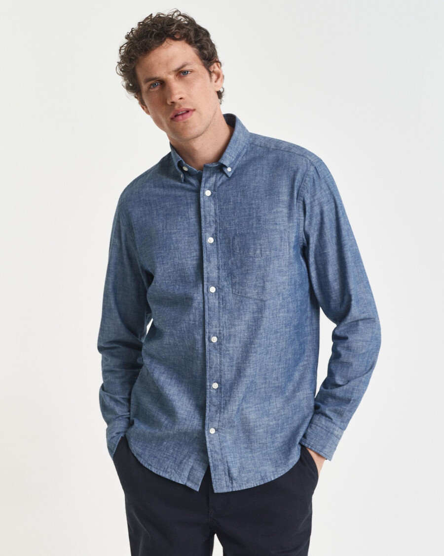 cămașă chambray indigo regular fit - albastru mediu
