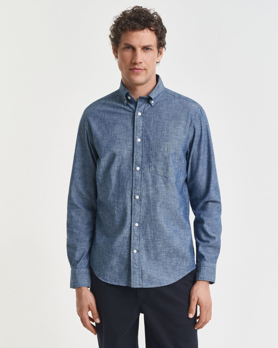 cămașă chambray indigo regular fit - albastru mediu