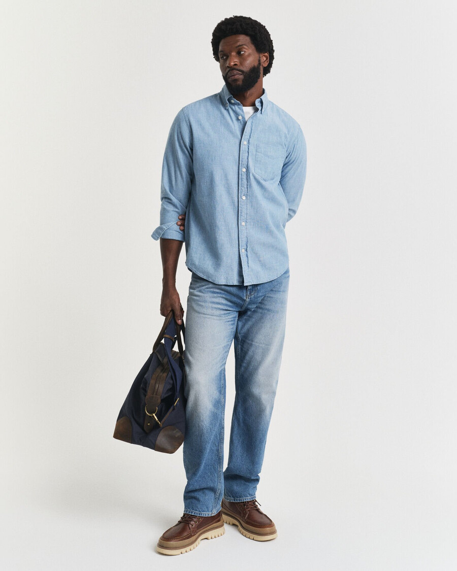 cămașă chambray indigo regular fit - albastru deschis