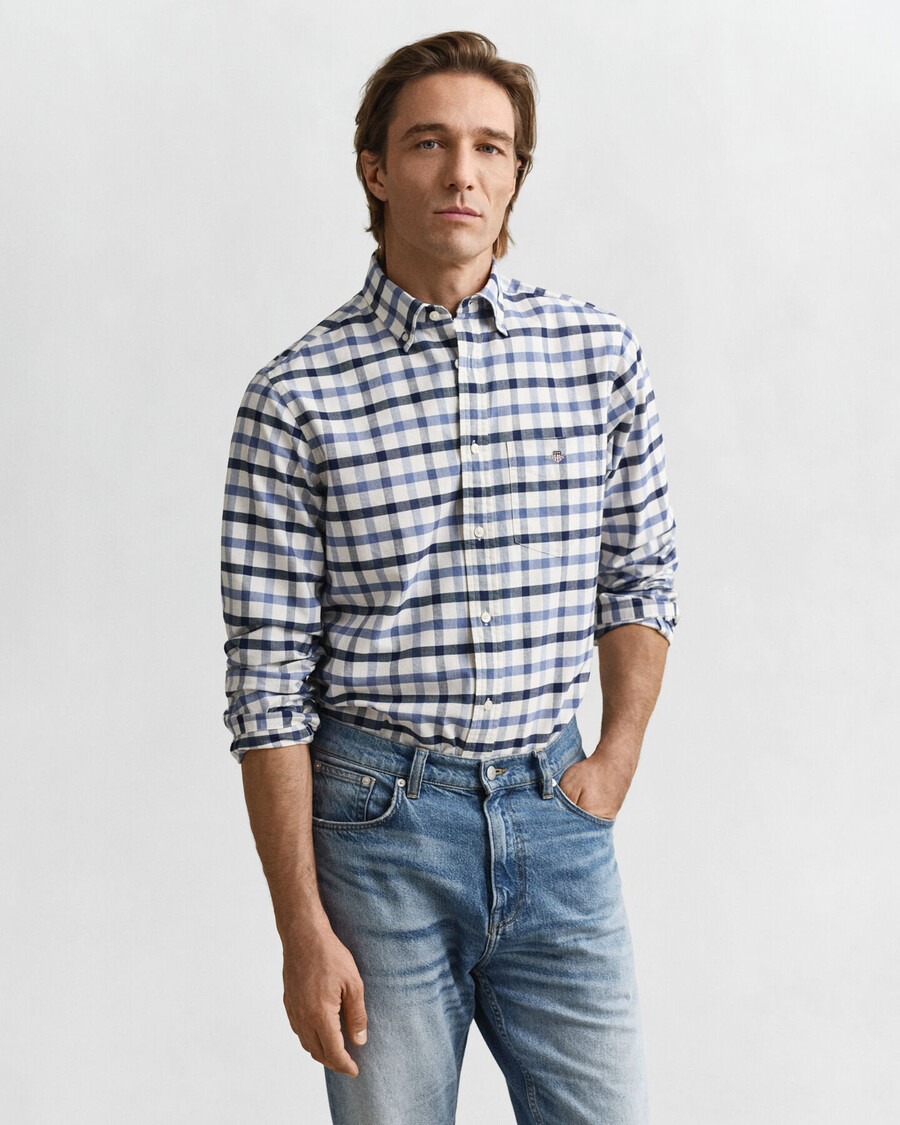cămașă oxford în carouri croială regulată - denim decolorat