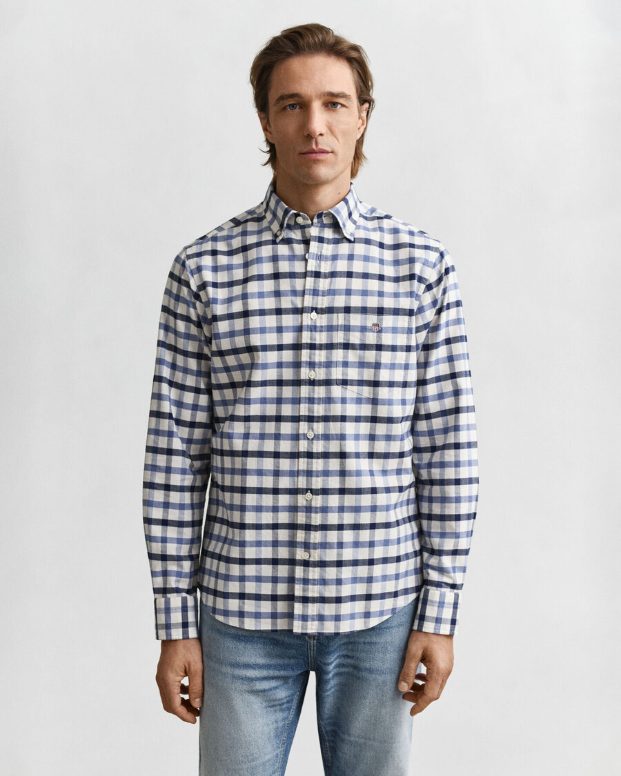 cămașă oxford în carouri croială regulată - denim decolorat