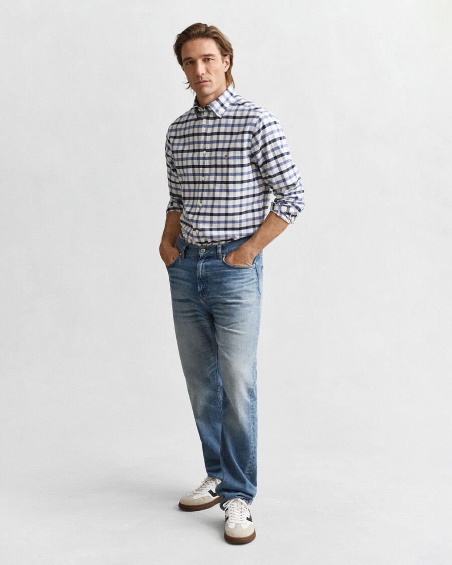 cămașă oxford în carouri croială regulată - denim decolorat