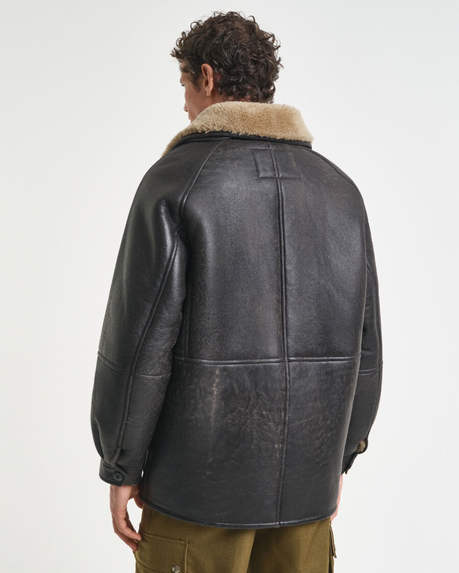 jachetă din piele de shearling wornin - maro închis