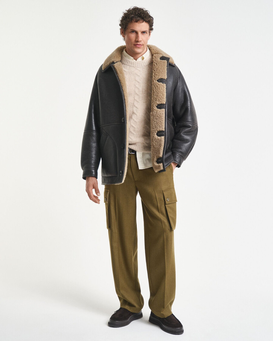 jachetă din piele de shearling wornin - maro închis