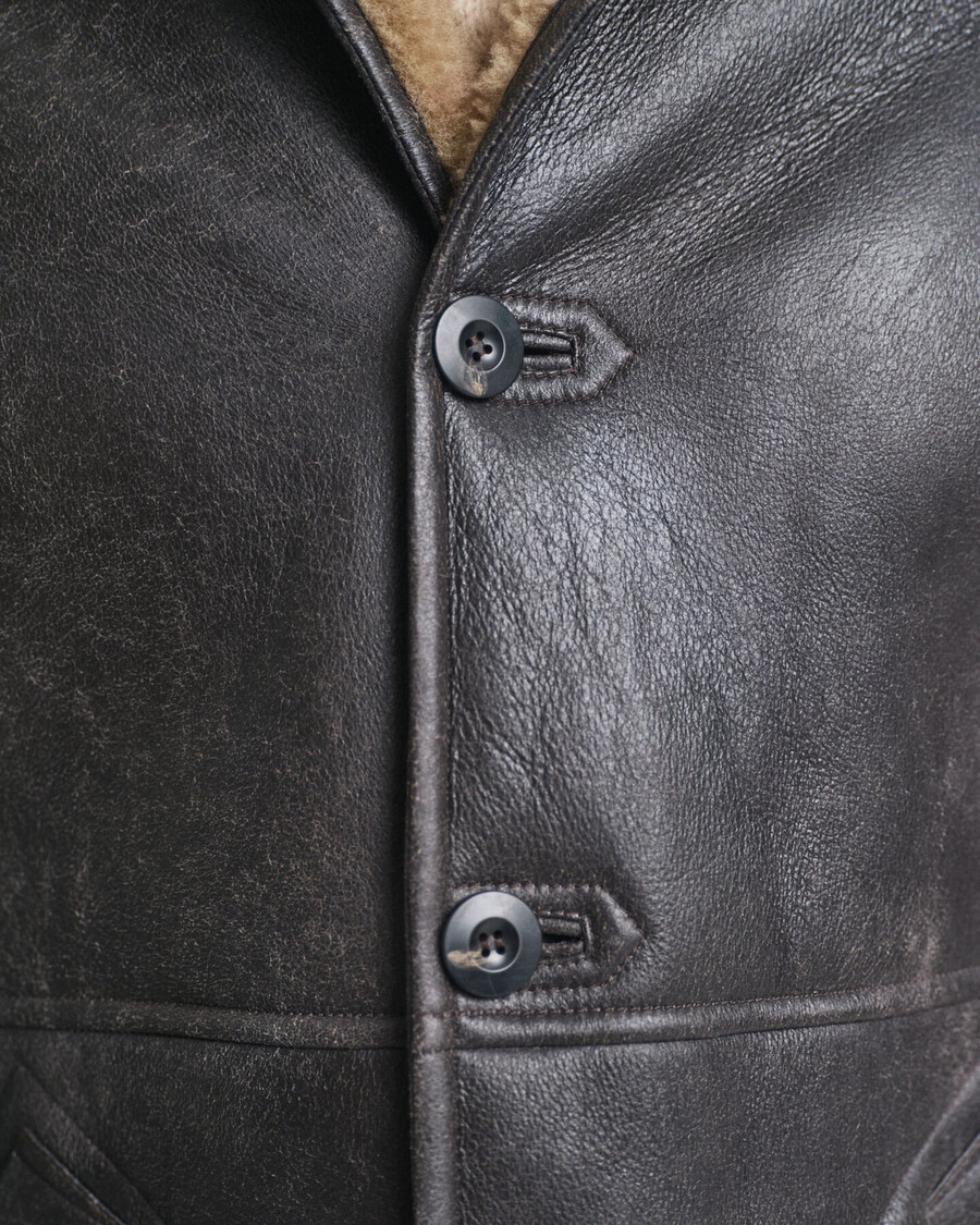 jachetă din piele de shearling wornin - maro închis