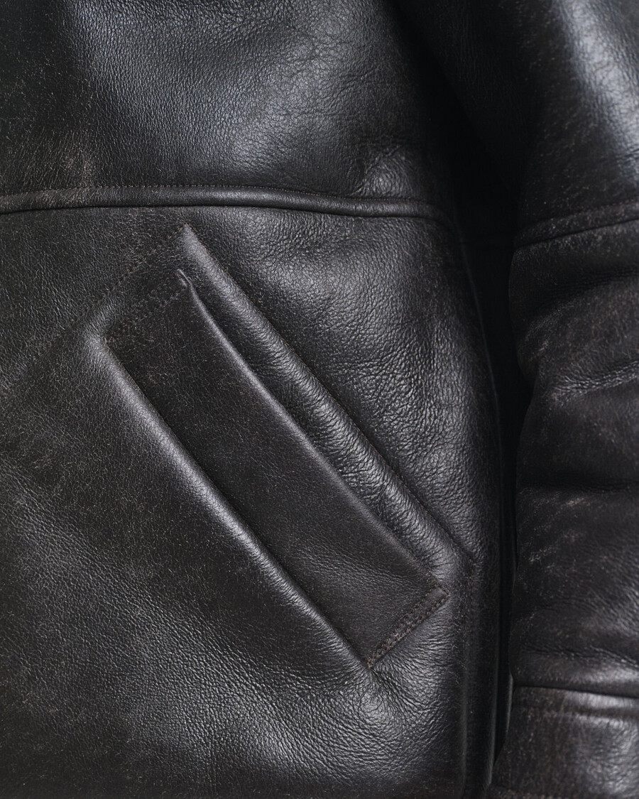 jachetă din piele de shearling wornin - maro închis