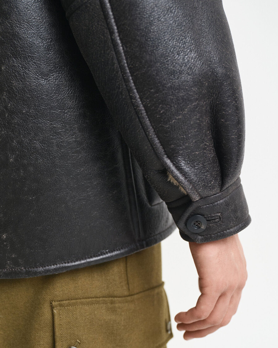 jachetă din piele de shearling wornin - maro închis
