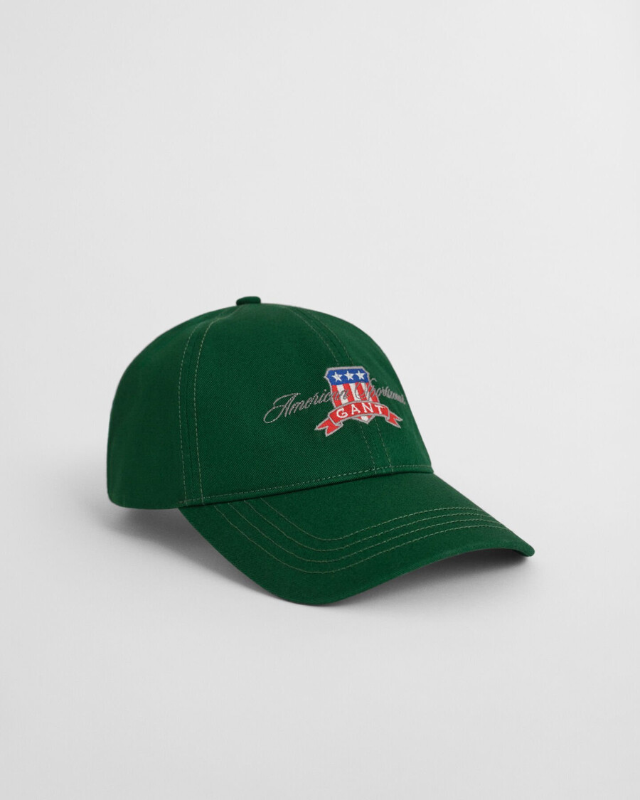 Șapcă din twill de bumbac cu grafică - verde pădure
