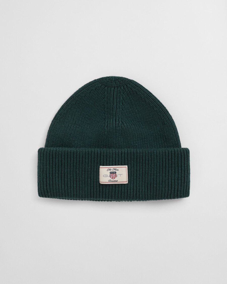 căciulă beanie din amestec de bumbac cu nervuri - verde tartan
