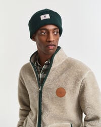 căciulă beanie din amestec de bumbac cu nervuri - verde tartan