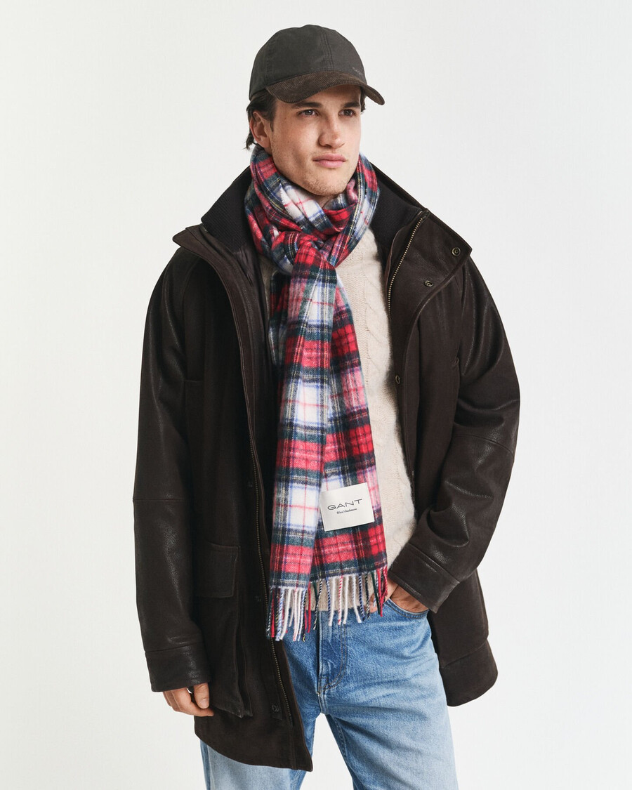 eșarfă din amestec de cașmir tartan - roșu rubin