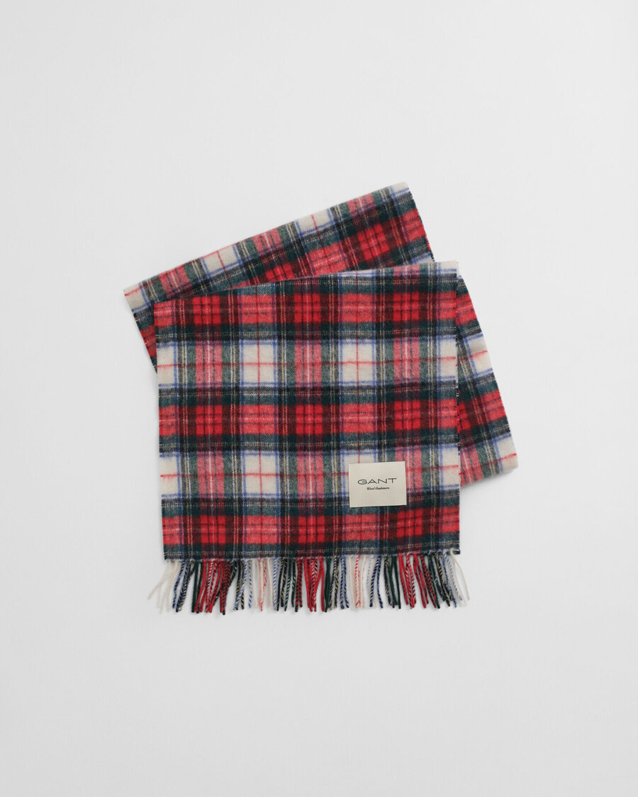 eșarfă din amestec de cașmir tartan - roșu rubin