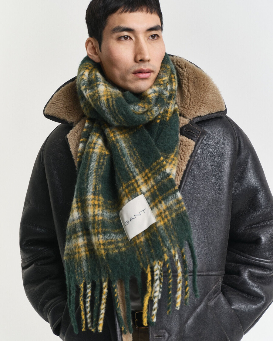 eșarfă din amestec de mohair și alpaca în carouri - verde tartan