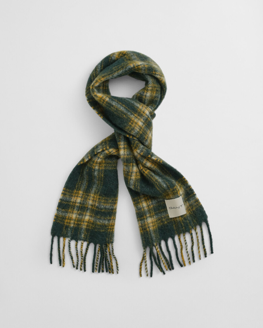eșarfă din amestec de mohair și alpaca în carouri - verde tartan