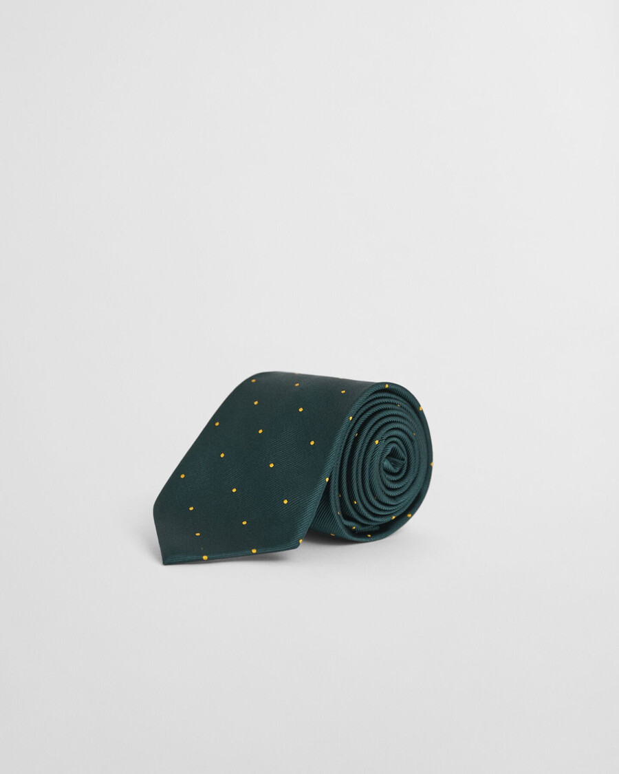 cravată de mătase cu buline - verde tartan