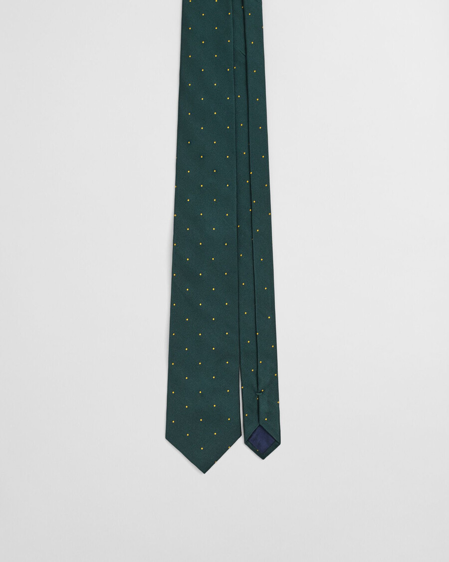 cravată de mătase cu buline - verde tartan