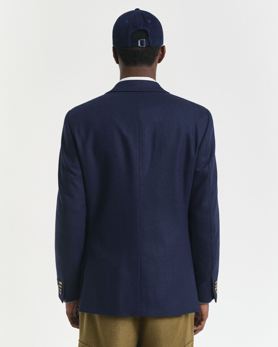 sacou slim fit din lână și flanel - albastru seară