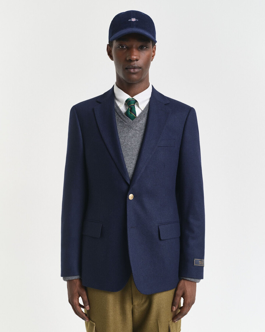 sacou slim fit din lână și flanel - albastru seară