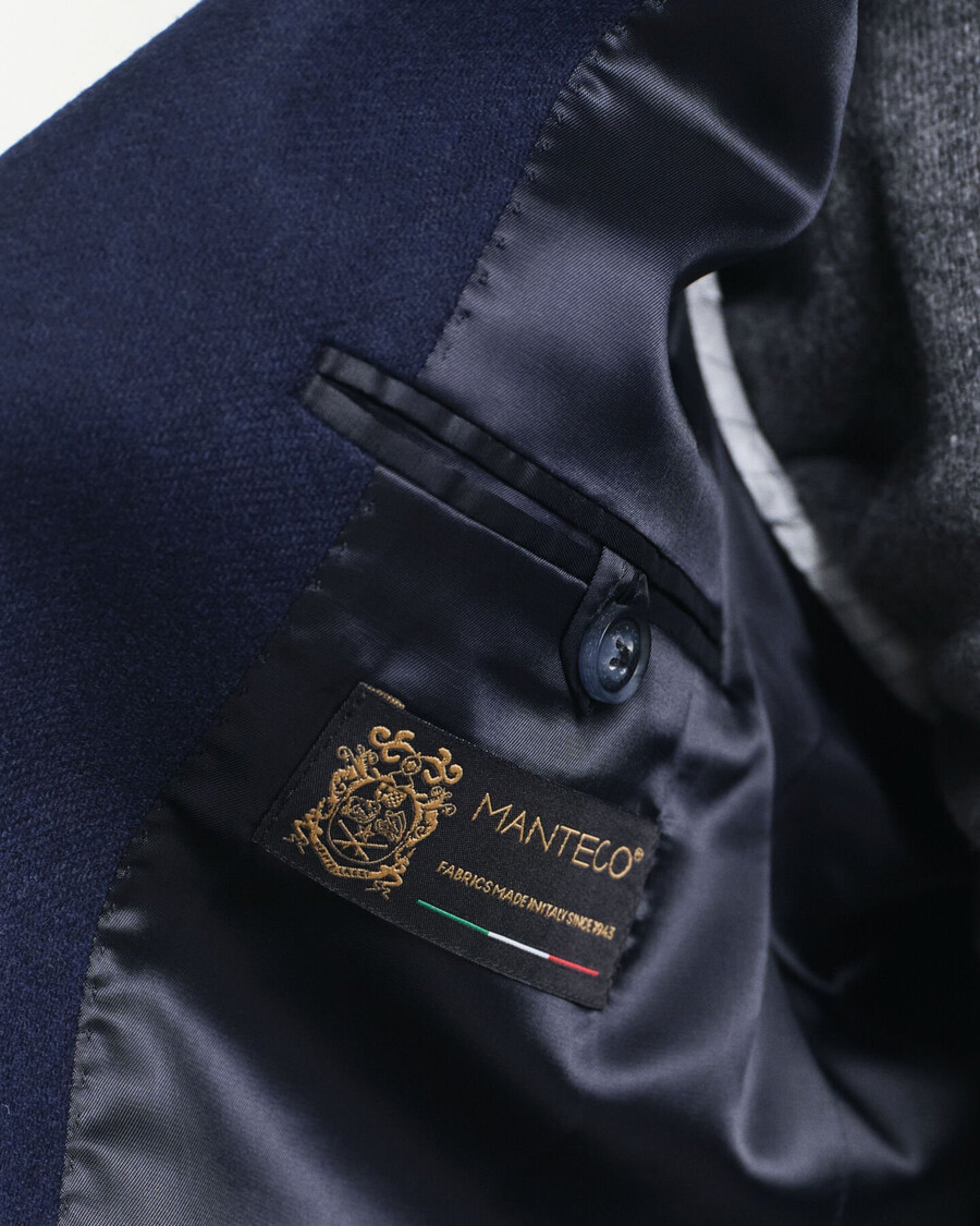 sacou slim fit din lână și flanel - albastru seară