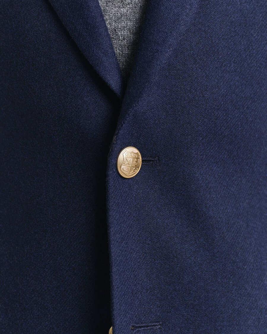 sacou slim fit din lână și flanel - albastru seară
