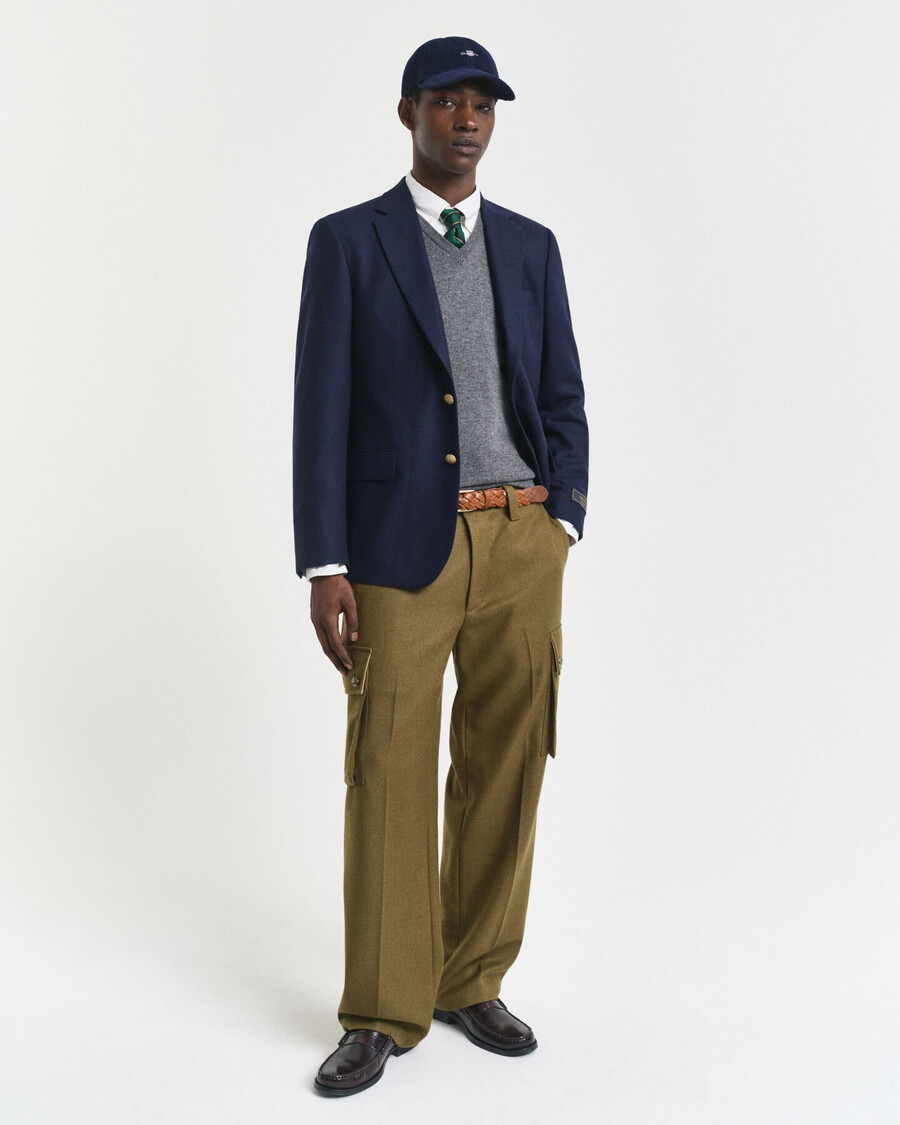sacou slim fit din lână și flanel - albastru seară