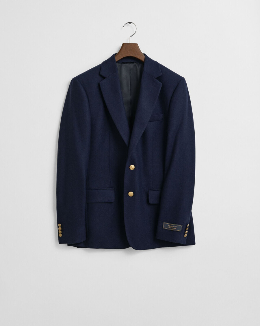 sacou slim fit din lână și flanel - albastru seară
