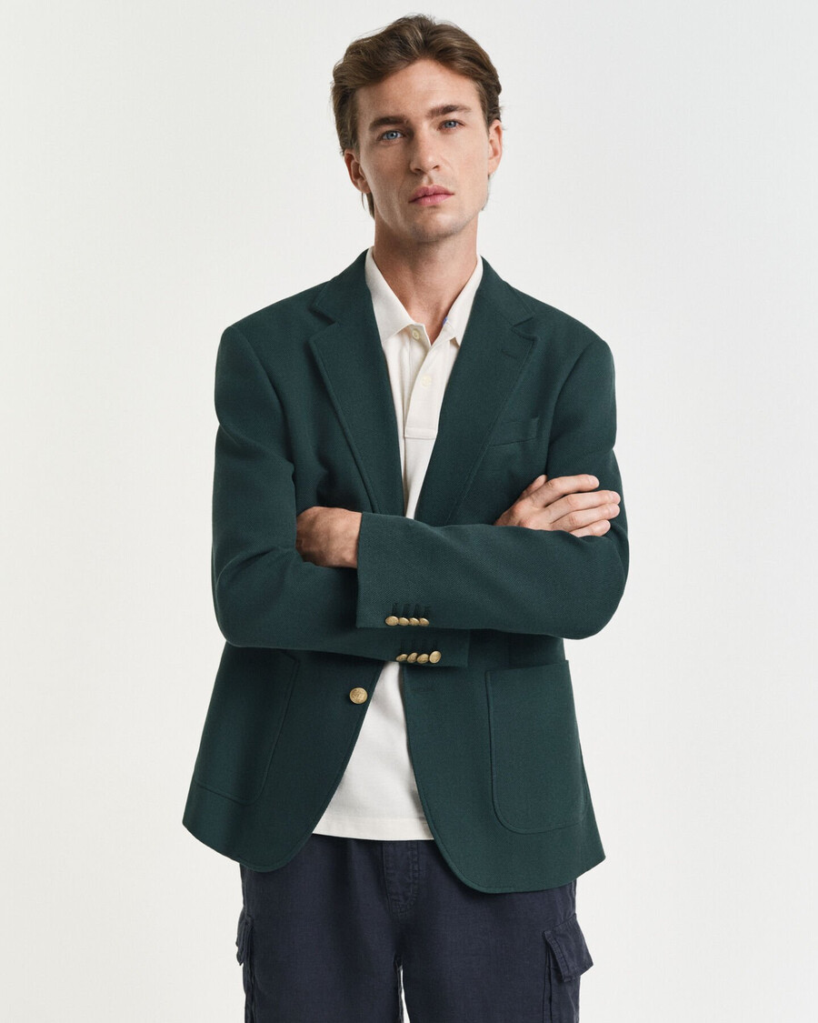 sacou slim fit din bumbac - verde tartan