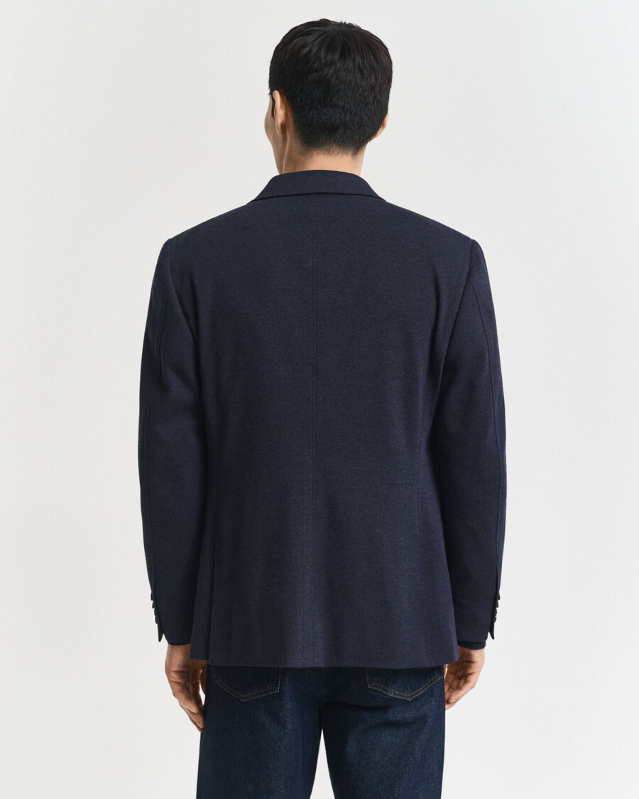 blazer din piqué din jerseu slim fit în două tonuri - melange indigo închis