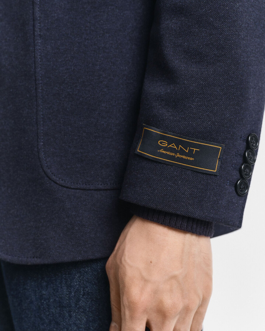 blazer din piqué din jerseu slim fit în două tonuri - melange indigo închis