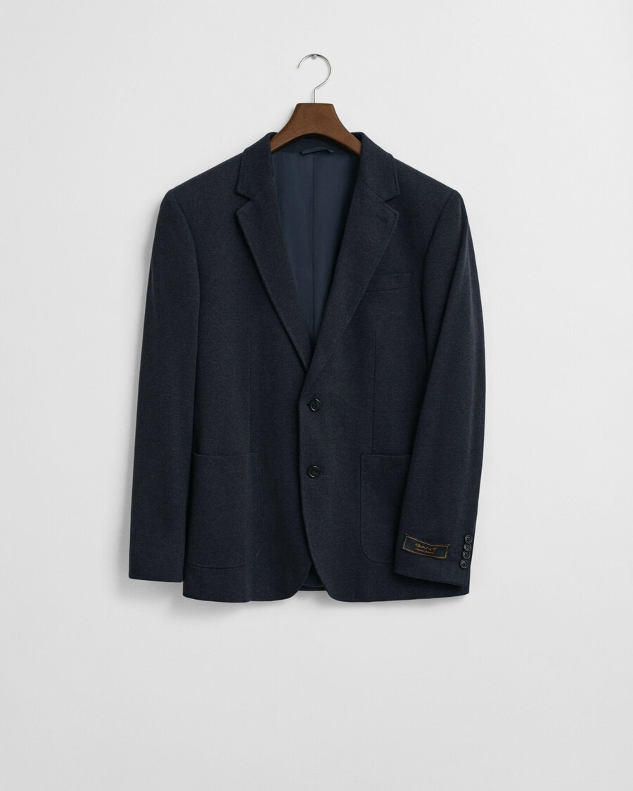 blazer din piqué din jerseu slim fit în două tonuri - melange indigo închis