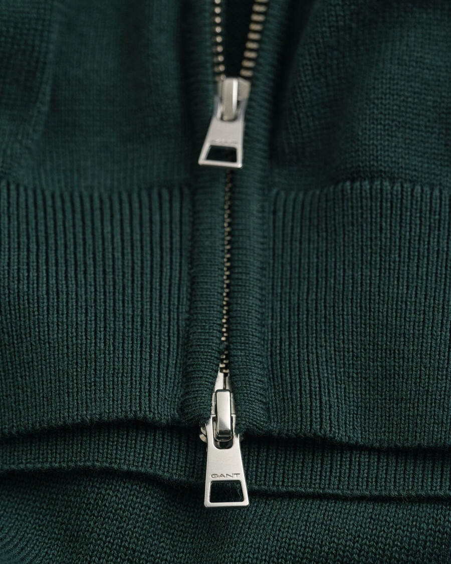 cardigan casual cu fermoar din bumbac - verde tartan