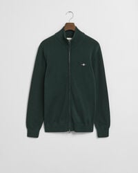 cardigan casual cu fermoar din bumbac - verde tartan