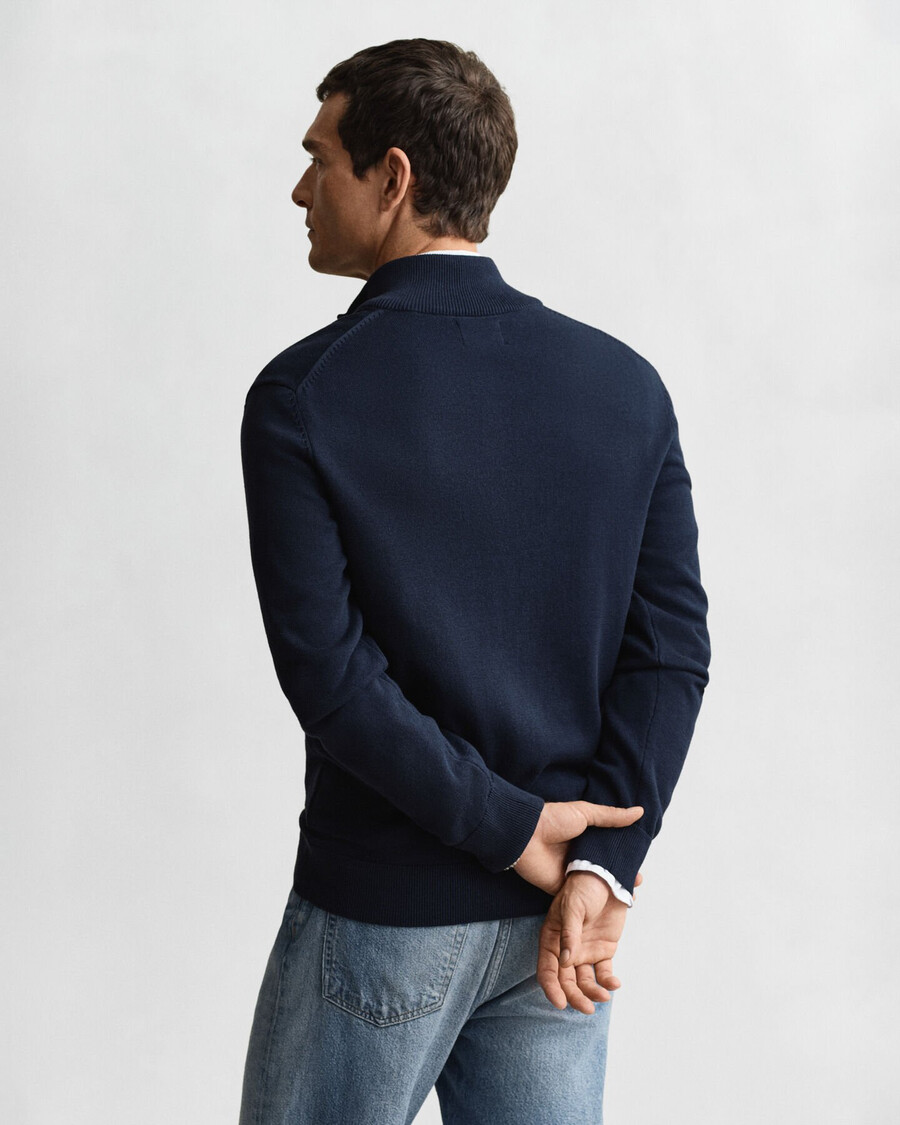 cardigan casual din bumbac cu fermoar - albastru seară