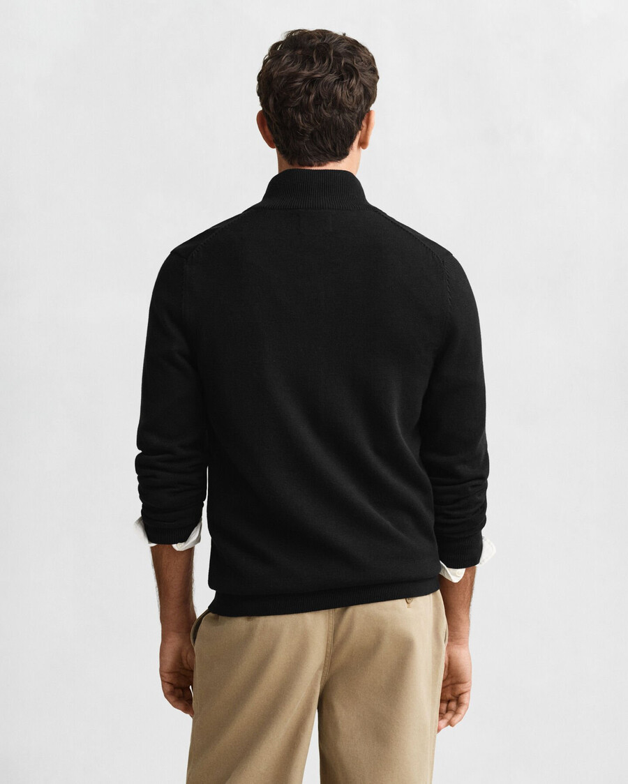 cardigan casual din bumbac cu fermoar - negru