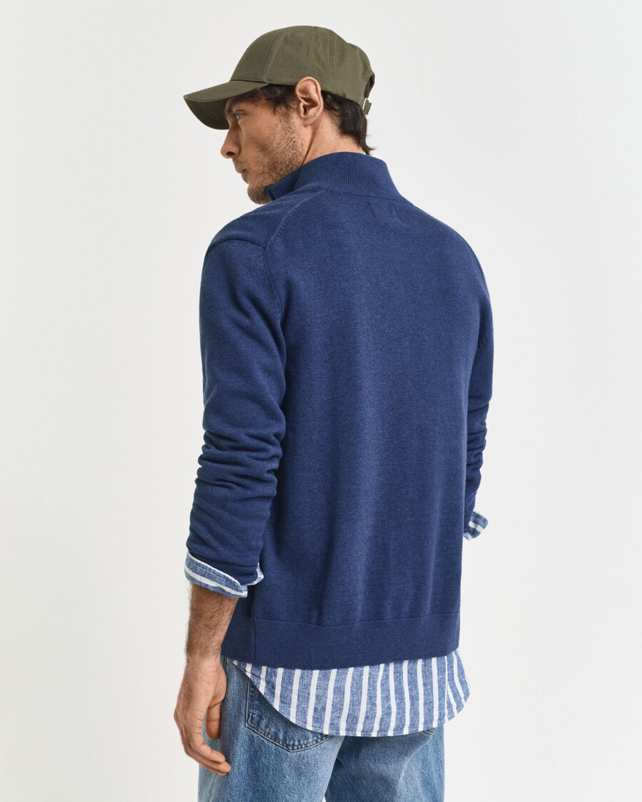 cardigan casual din bumbac cu fermoar - dk jeansblue melange