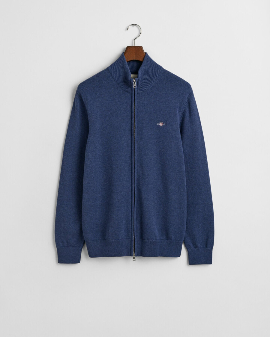 cardigan casual din bumbac cu fermoar - dk jeansblue melange