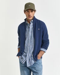 cardigan casual din bumbac cu fermoar - dk jeansblue melange