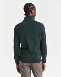 pulover casual din bumbac cu fermoar pe jumătate - verde tartan