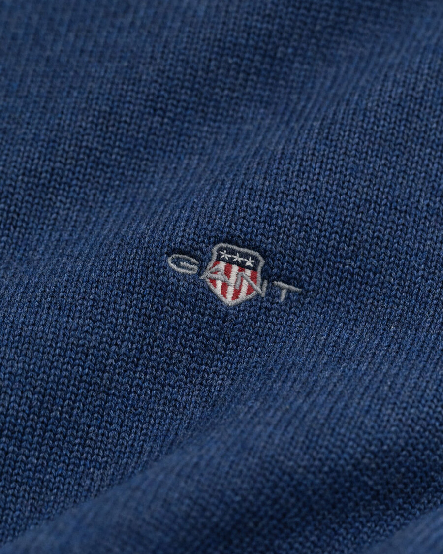 pulover casual din bumbac cu fermoar pe jumătate - dk jeansblue melange
