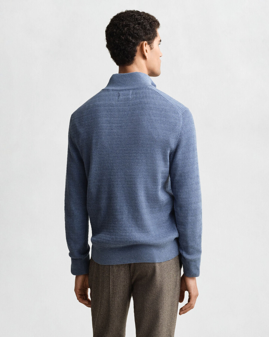 pulover mini tricotat cu fermoar pe jumătate - denim blue melange