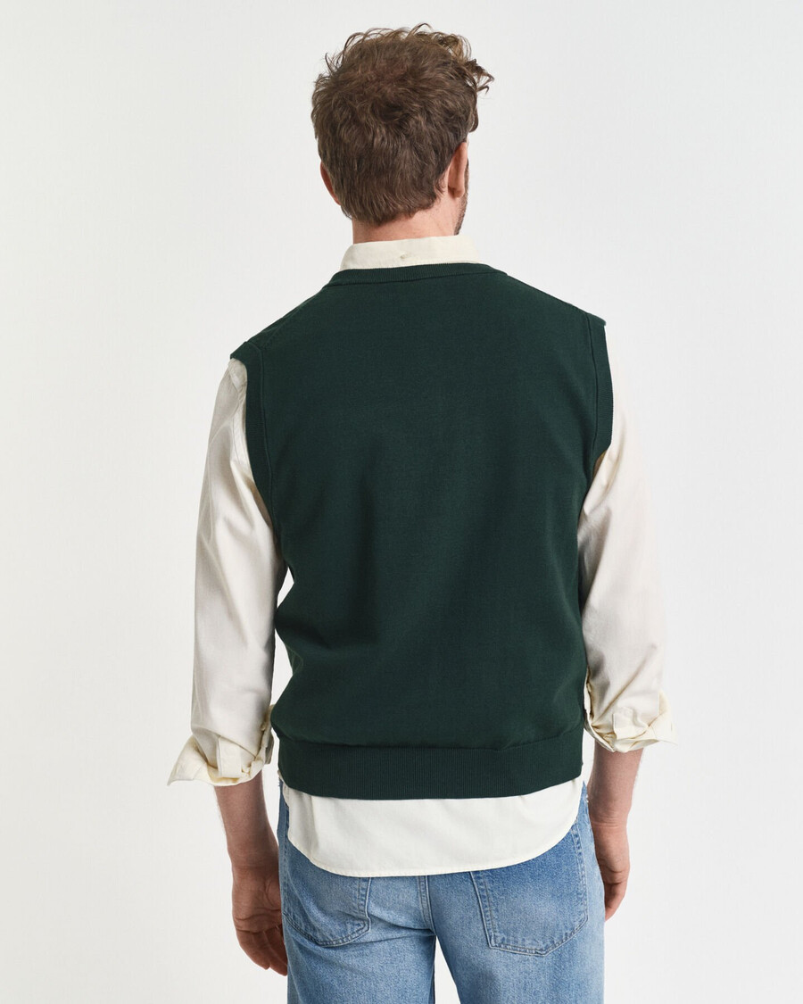 vestă clasică din bumbac - verde tartan