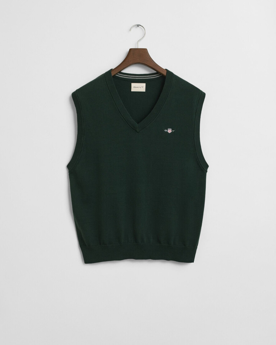 vestă clasică din bumbac - verde tartan