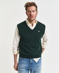 vestă clasică din bumbac - verde tartan
