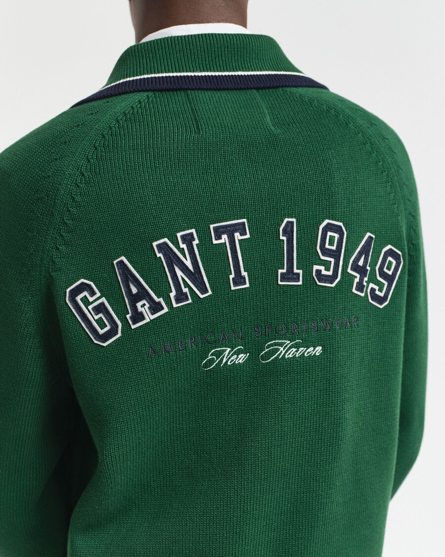 cardigan cu fermoar grafic 1949 - verde pădure