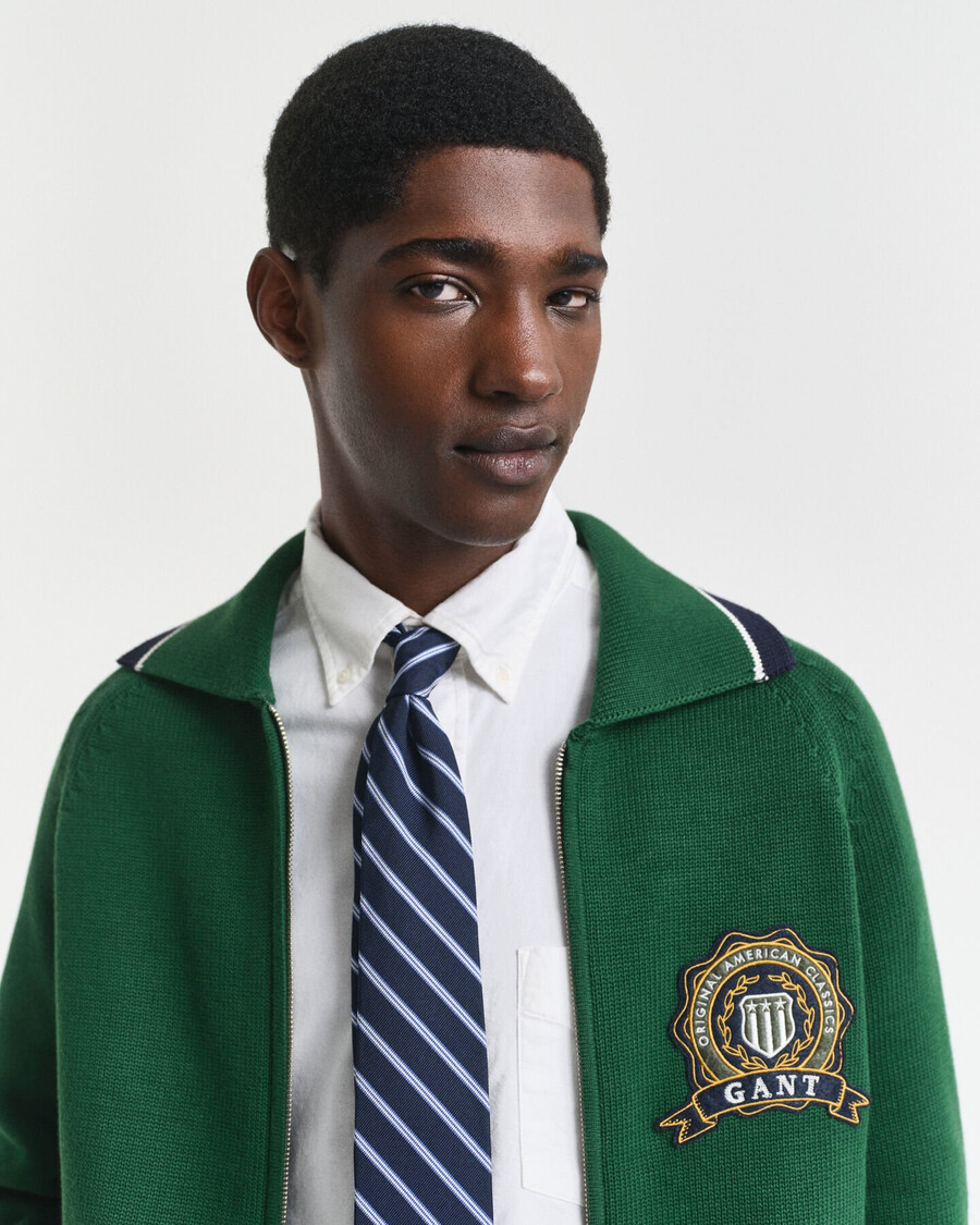 cardigan cu fermoar grafic 1949 - verde pădure